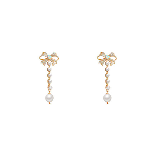 s925 silver needle earrings for women, Korean Dongdaemun long tassel earrings, retro pearl earrings