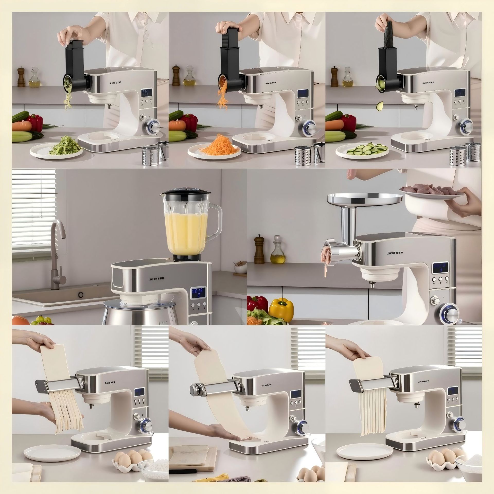 Aux Multifunctional Kitchen Chef Machine Household Small Dough Mixer Fully Automatic Whipping Noodle Pressing Expandable Vegetable Cutting Juicing