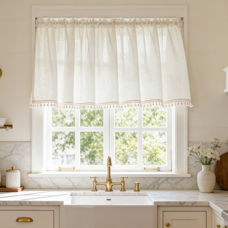 French-Style Vintage Linen Sheer Curtains for Bedroom, Living Room, Balcony, Bay Window, Kitchen, Half Curtains, Door Curtains, Short Curtains French-Style Vintage Linen Sheer Curtains for Bedroom, Living Room, Balcony, Bay Window, Kitchen, Half Curtains, Door Curtains, Short Curtains