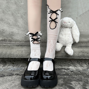 Новая китайская стиль весна и летняя национальная дизайн ветра ретро -штучка для бок -штука Mid -Web носки личность приливные носки черные чулки