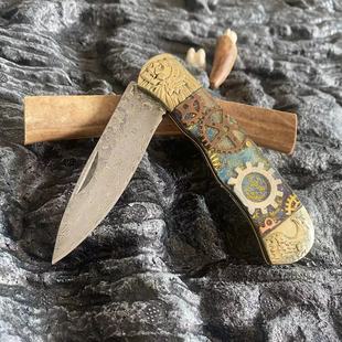 Outdoor knife handmade knife fruit knife small knife knife resin brass handle outdoor knife multifunctional folding knife in stock