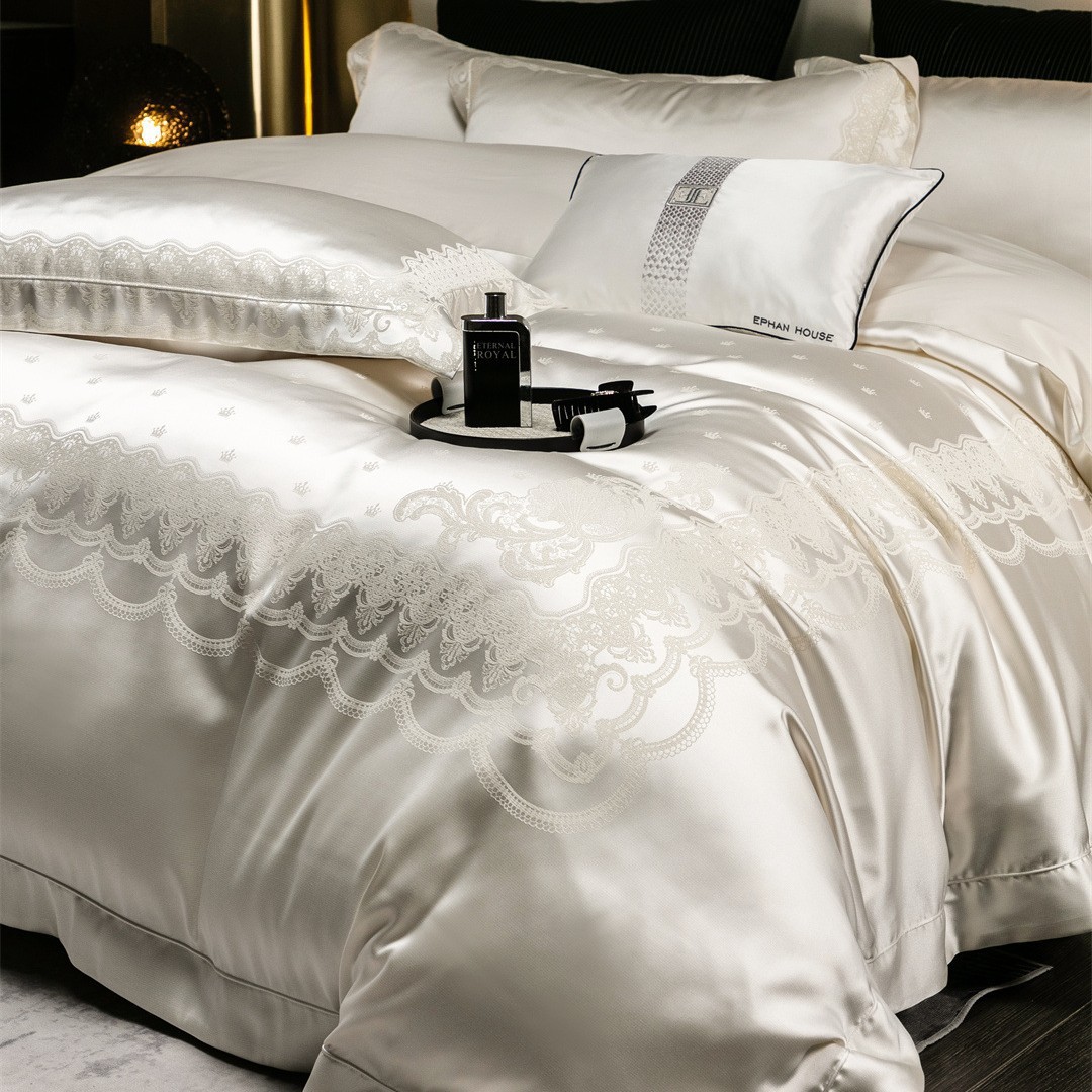 Italian Art Jacquard Bedding Bed High Luxury Gold-plated Yarn-dyed Jacquard Cotton Australian Cotton Long-staple Cotton Four-piece Set