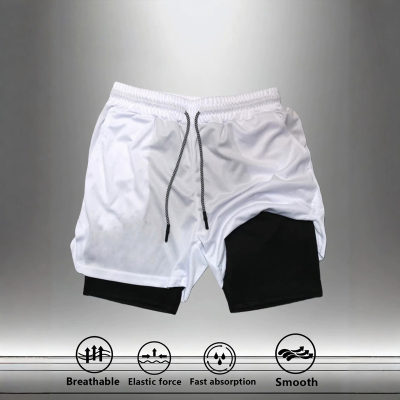 High-Elastic Double-Layer Fitness Shorts Men's Fitness Gym Training 2-in-1 Sports Shorts Quick-Dry Workout Jogging High-Elastic Double-Layer Fitness Shorts Men's Fitness Gym Training 2-in-1 Sports Shorts Quick-Dry Workout Jogging