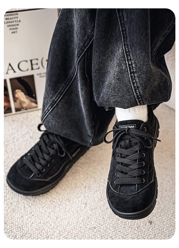 Giày sneaker nam cổ thấp form rộng mũi tròn, đế dày 3 cm, phong cách retro, cỡ lớn — 5018 Kaki, 5018 màu lạc đà, 5018 màu đen chi tiết 23