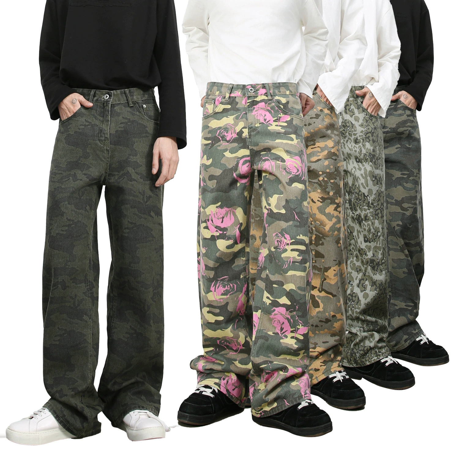 Nirben джинсы | новый стиль американский прилив камуфляжные джинсы мужские рыхлые широкие повседневные брюки