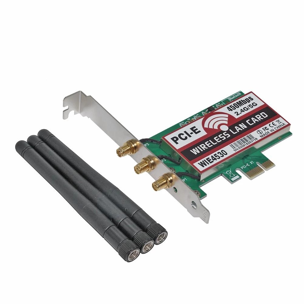 台式电脑无线网卡PCI-E 450M 台式机无线网卡 3天线 双频 2.4G/5G