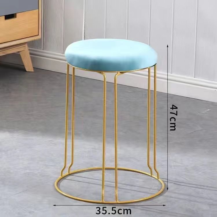 라이트 블루 스웨이드 46cm 높이 6열 골드 다리