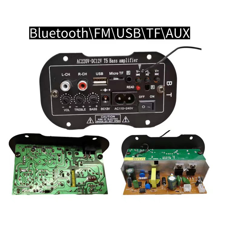 Cross-Border Wholesale 5inch Square Subwoofer High-Power Bluetooth Speaker 12V220V Car Audio U Disk
