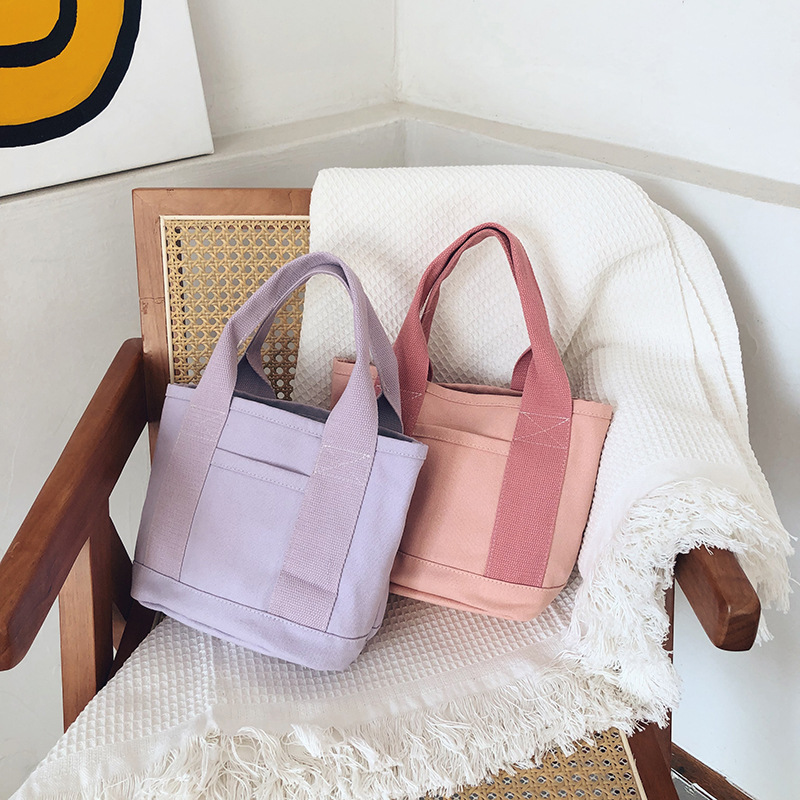 Bufan Liangpin/Cubo de estilo japonés bolsa de lona portátil tamaño pequeño artístico bolsa de almuerzo de pequeña capacidad bolsa de almuerzo ins