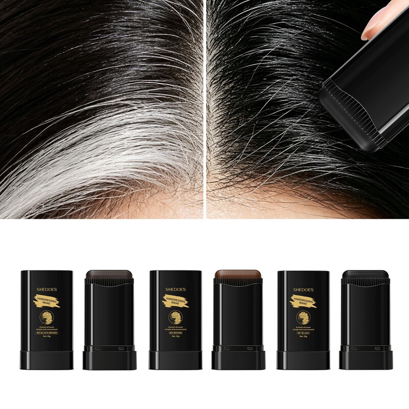Cross-Border Shedoes Hair Dye Stick for Covering Gray Hair, One-Time Use Hair Dye Pen for Touch-Up and Root Touch-Up, Easy to Carry Black Hair Comb