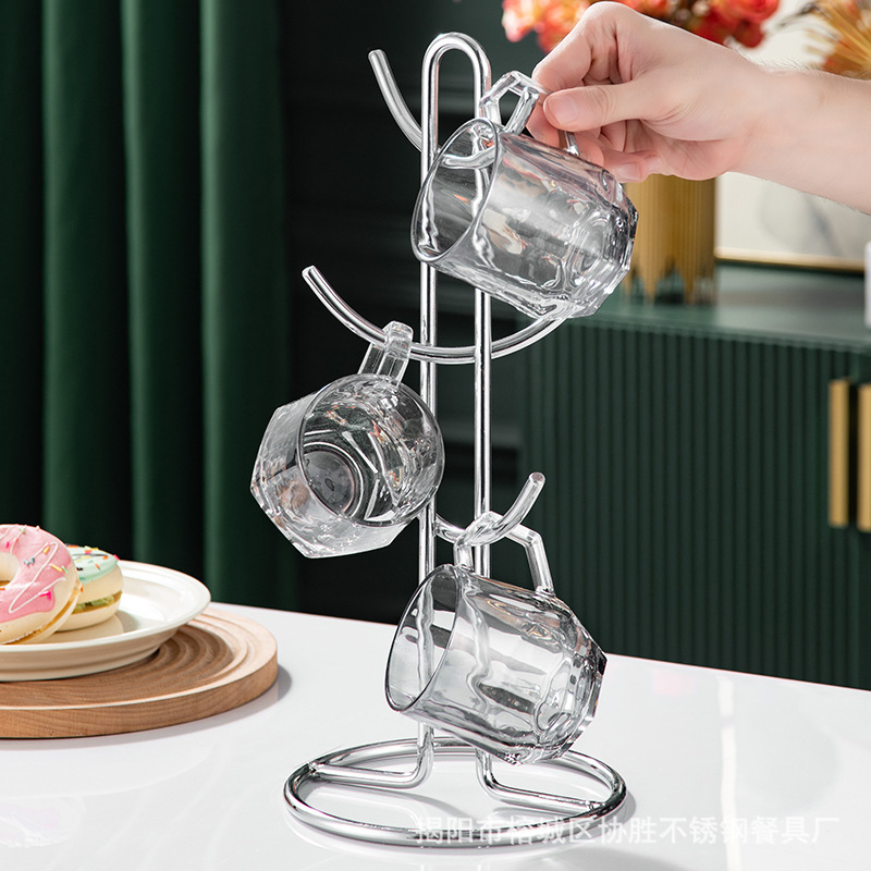 国境を越えた新しいマグカップホルダーライト高級ホテルレストランワイングラスホルダーホームキッチンアイアンゴールデンウォーターカップホルダー卸売|undefined