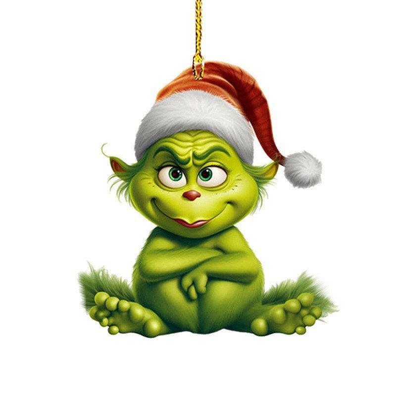 クロスボーダーグリンチベビーペンダントクリスマスホリデーデコレーションクリスマスツリーデコレーションペンダントアクリルフラット小さなペンダント|undefined