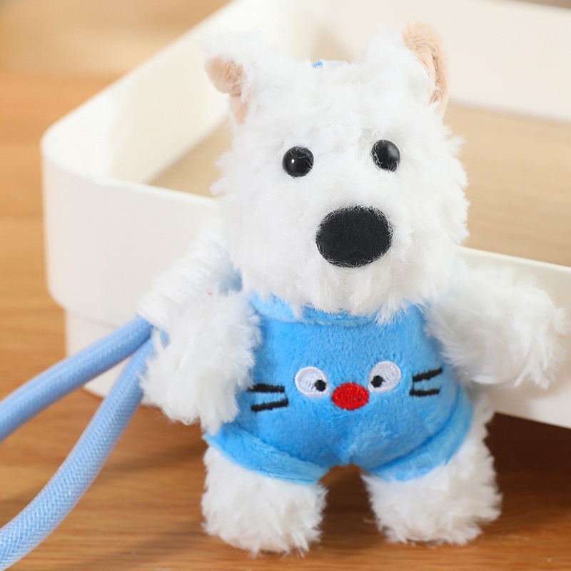 Cute niña garabateado perro West Highland puppy peluche mini muñeca regalo bolsas colgantes al por mayor