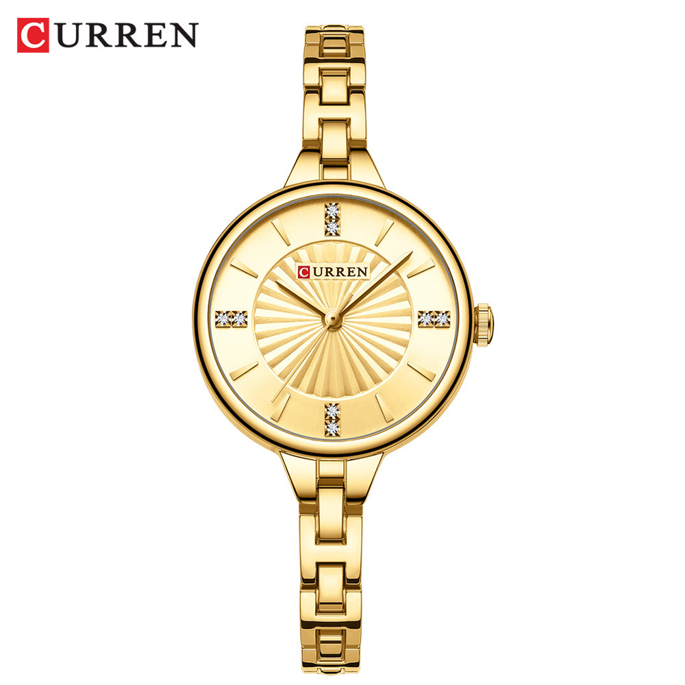 CURREN / CARRIEN 9097 reloj de cadena de esfera de mujer impermeable reloj redondo de mujer simple reloj de mujer image 4