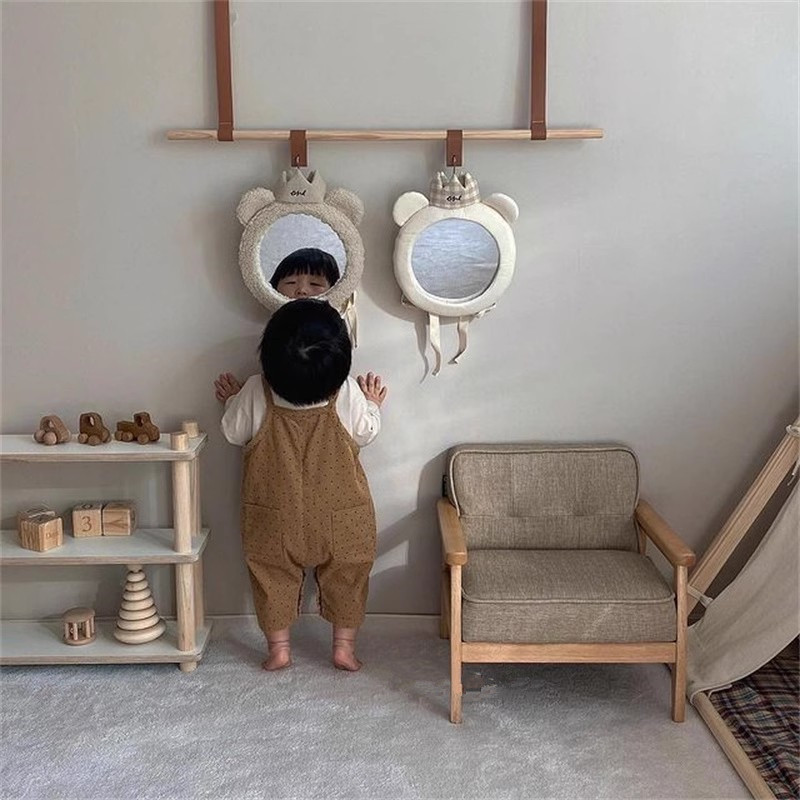ins car safety seat rearview mirror bear crown baby carrier reflector children's cognitive mirror