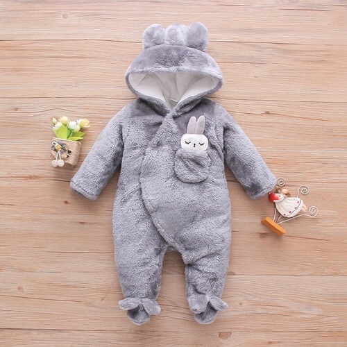  Foreign Trade Children's Clothing Korean Style Toddler Winter Wear Baby Thickened Warm Romper Cartoon Rabbit Infant Toddler Jumpsuit