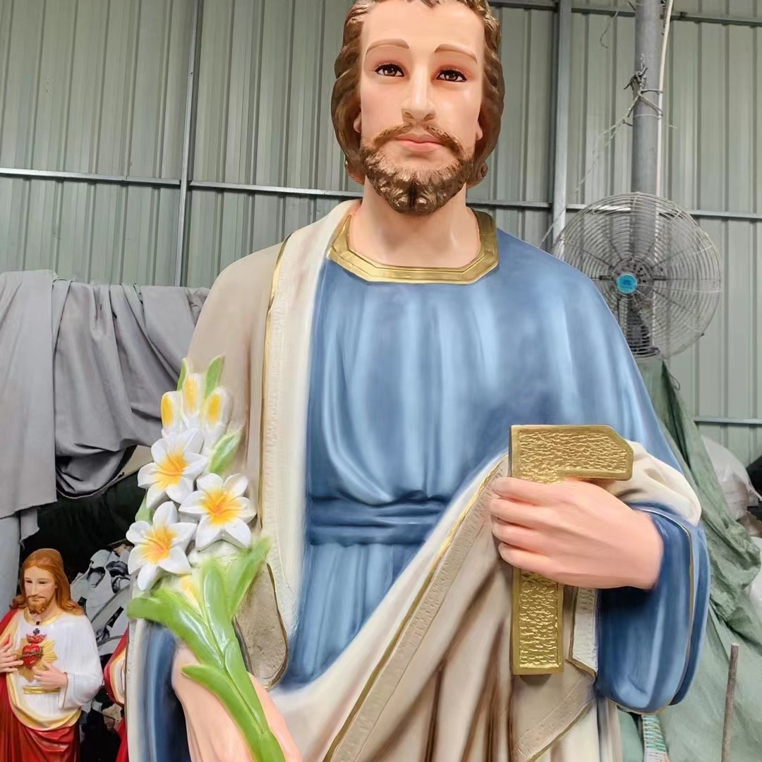 220cm San José Ornamentos Mirando Estatuas de vidrio FRP Decoración de la Iglesia