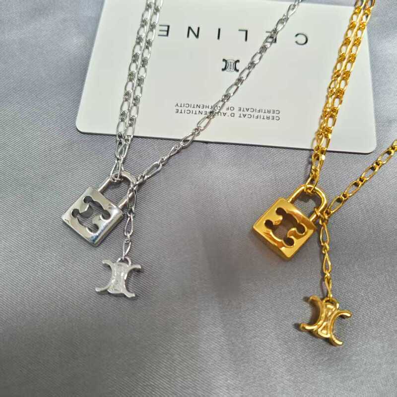 2025 New Cel Arc De Triomphe Lock Design Pendant European and American Fashion Simple Elegant High-End Design Necklace 2025 New Cel Arc De Triomphe Lock Design Pendant European and American Fashion Simple Elegant High-End Design Necklace