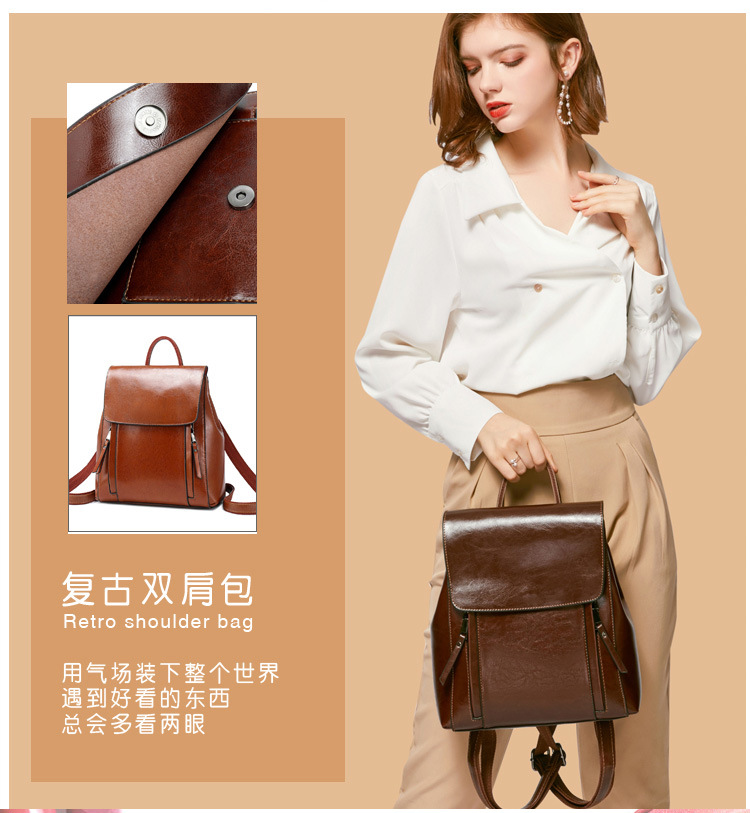 Agent Partnership 2026 New Ladies Backpack Genuine Leather Multi-functional Backpack Guangzhou Wholesale