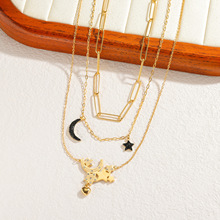 市场新品钛钢星月毛衣链长款高级感18k金时尚轻奢多层长项链批发