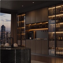 实木轻奢意式极简客厅餐边酒柜简约现代别墅商场酒吧玻璃展示柜