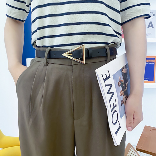 Thin triangle buckle belt for women, decorative suit, dress, sweater, waist coat, fashionable and versatile belt for women