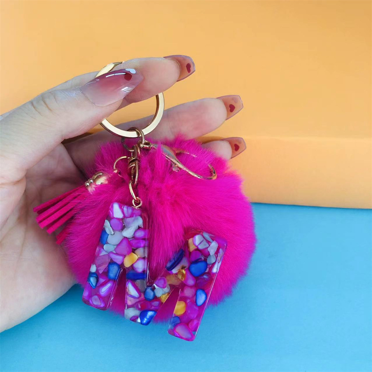 32g Weight Bag Pendant, Keychain Classification 1 Piece Quantity Holiday, Party Occasion Resin Material Letter, Hairball Pattern Unisex Gender Simple Style, Commute Style Simple Style Commute Letter Hairball Resin Unisex Bag Pendant Keychain 15