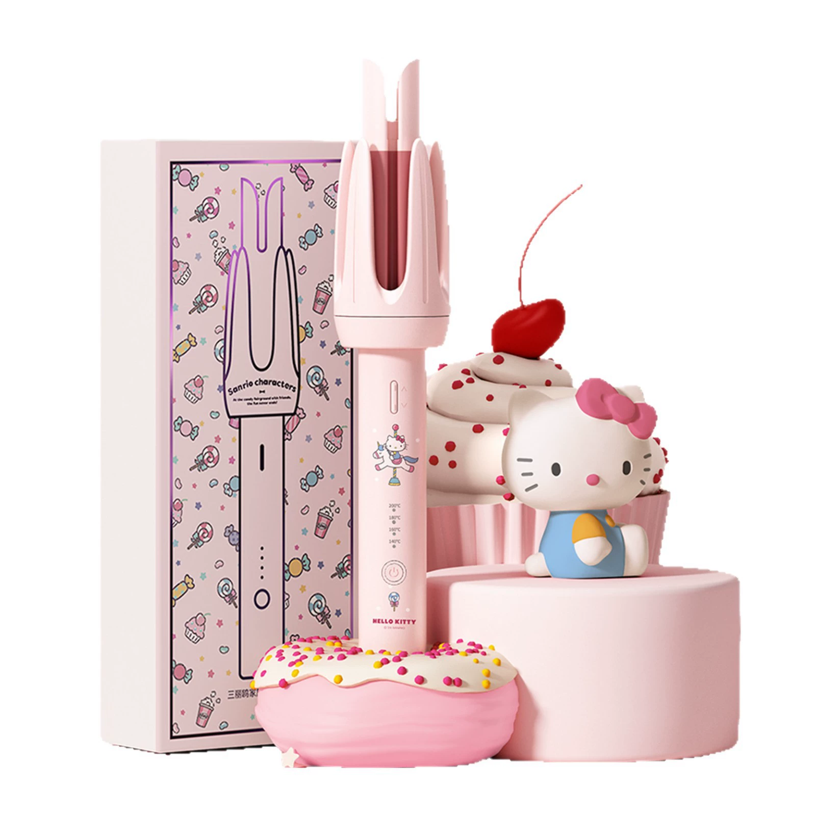 [Клоуни Hello Kitty автоматически крутящийся стайлер длительной фиксации без повреждения волос двойные желоба антиожог большой волны]