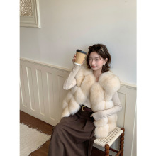 皮草暖叙时光真狐狸毛皮草毛毛马甲女背毛夹革显瘦2025秋冬新