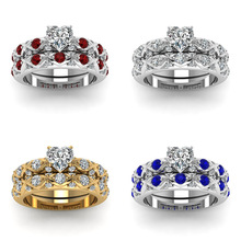 晨睿饰品跨境电商热卖款镶嵌爱心欧美时尚女金套戒爱心戒指批发