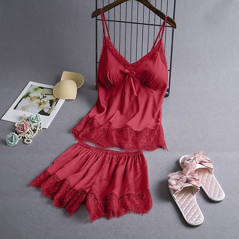 Foreign Trade Explosions Women's Summer Sling Silk Sexy Nightdress Lace Side Skirt with Home Clothes Silk Exterior Wear