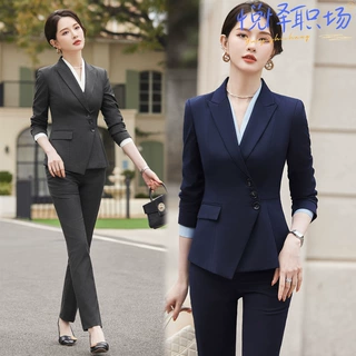灰色西装套装女春季气质女神范高端酒店珠宝店金店工作服职业正装
