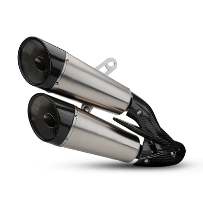 Ducati Desert X/Monster937/Monster 950: Motorcycle exhaust pipe - style-5-silver-dual-exhaust-tip-original-factory-bore