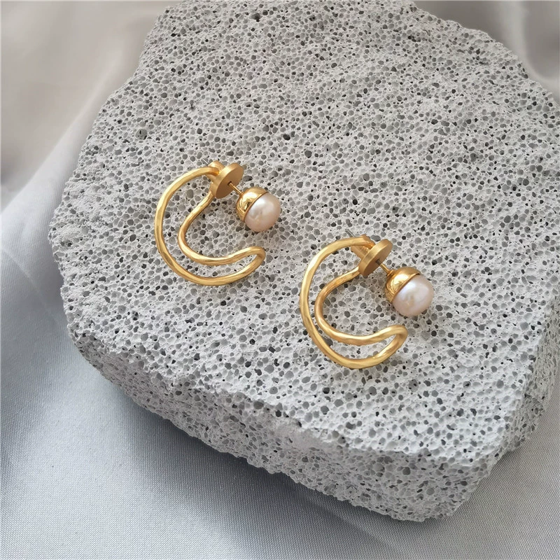 Small design geometric three dimensional detachable earrings from pearl, silver 925 sample