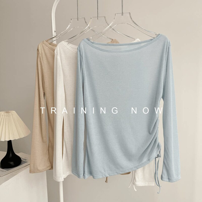 So clean and so Korean! Training and sports air conditioning cover-up, fashionable new quick-dry loose slimming long-sleeve T-shirt top So clean and so Korean! Training and sports air conditioning cover-up, fashionable new quick-dry loose slimming long-sleeve T-shirt top