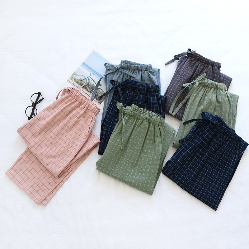 New Single-Layer Washed Cotton Couple Pants, Summer Thin Men's and Women's Home Pants, Cotton Pajamas, Direct Supply from the Manufacturer