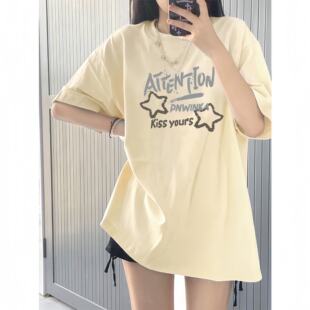 ��ɫ���޶���T��Ů2026�¿���ʽ������ĸ����ӡ��oversize������