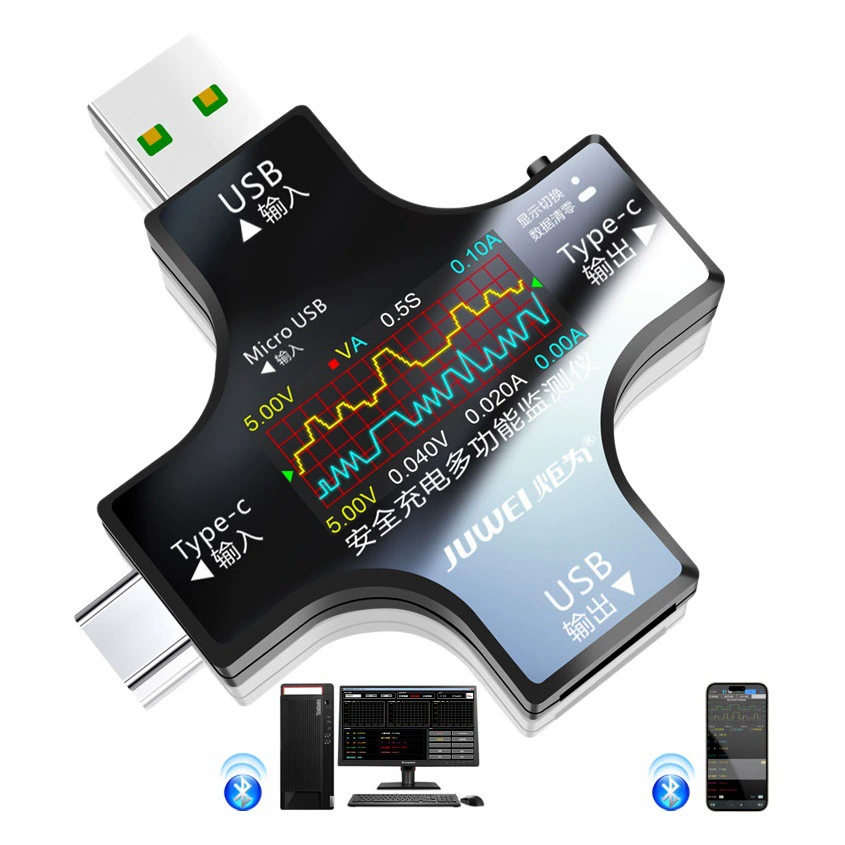 Факел для тестера цветного экрана USB амперметр напряжения Type-C Тестер PD измеритель мощности Версия связи Bluetooth
