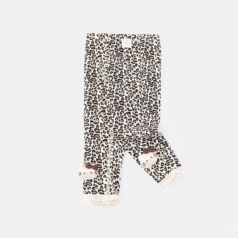 2026 New Spring Girls' Pants, Children's KT Leggings, Autumn Cartoon Casual Leopard Print Long Pants 5729
