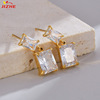Advanced square fashionable zirconium, earrings, lightening hair dye, bright catchy style, high-quality style, simple and elegant design
