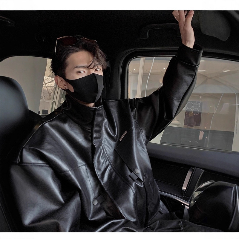 American High Street Maillard Pilot Leather Jacket Men's Spring & Fall Trendyy Boys' Loose Stand-Up Collar Motorcycle Jacket