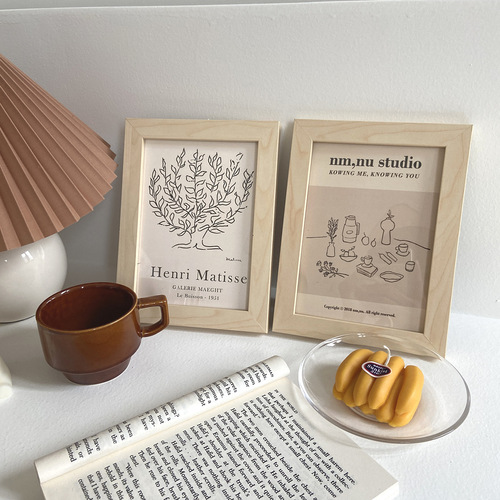 ins home soft decoration light wood grain decorative painting simple desktop ornaments study bedside painting wooden picture frame table