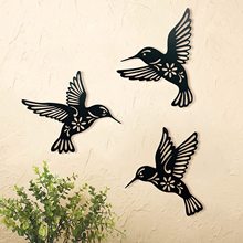 跨境新款金属工艺品蜂鸟剪影小鸟墙饰创意铁艺壁挂地插家居装饰