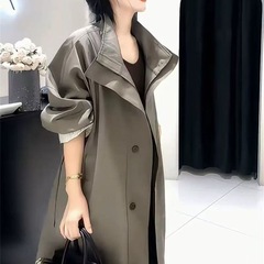 御姐风气质通勤中长款风衣外套女春秋新款高级感纯色简约百搭大衣