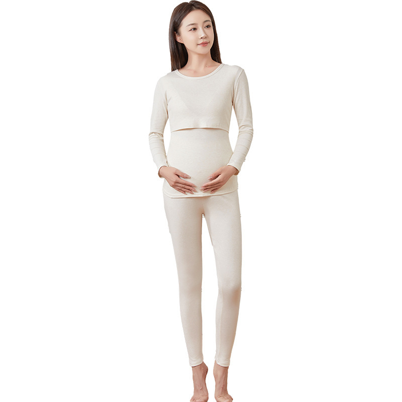 纯棉孕妇秋衣秋裤睡衣女春秋冬季产后产妇哺乳怀孕期喂奶衣月子服|undefined