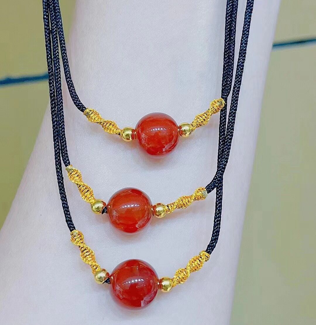 Simple Style Round Agate Beaded Womenu0027S Bracelets Anklet Necklace 1 Piece