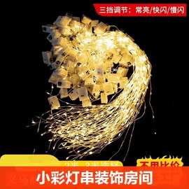 派对氛围小彩灯led铜线灯串灯创意圣诞礼盒花束装饰纽扣灯铜丝灯