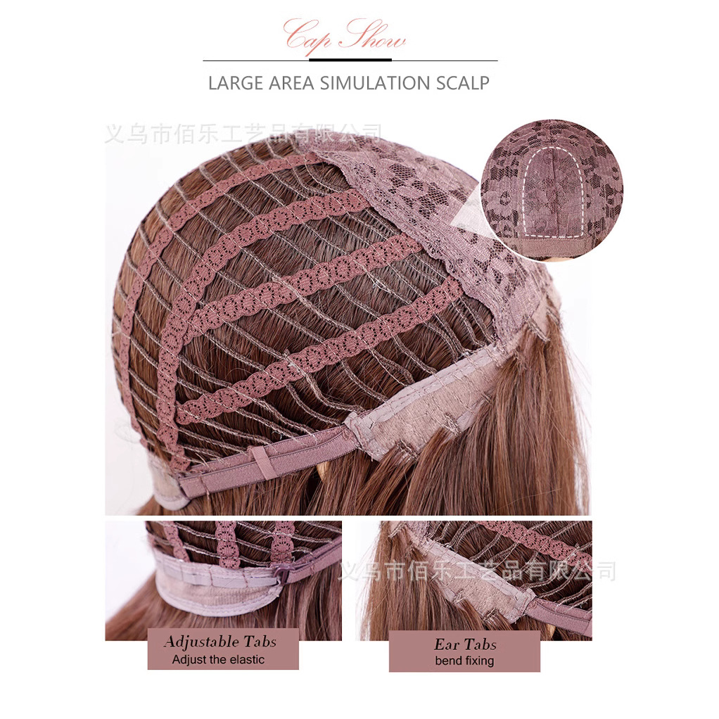 Popular estilo europeo y americano peluca flequillo blanco oro onda cabeza Bobo pelo corto de alta temperatura seda Rosa malla Cap pelucas