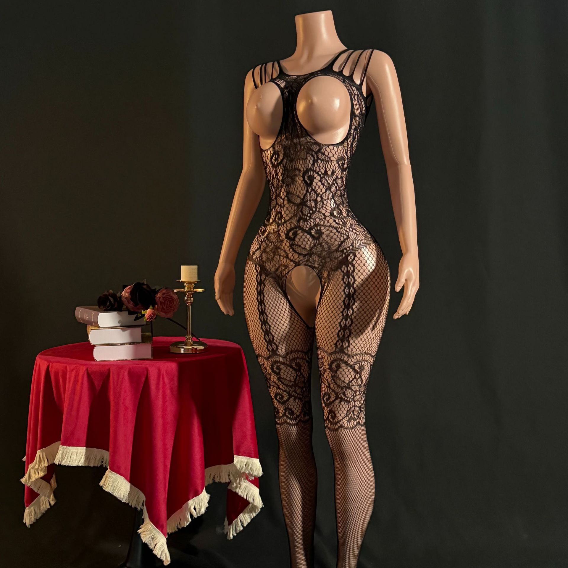 Yue mariposa transfronteriza ropa interior sexy coquete sexy seducción calcetines de malla combinación 4156B image 3