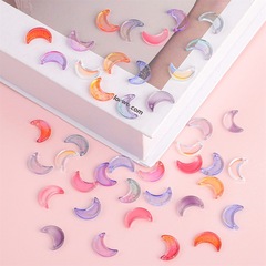 Glass Colorful Moon Small Pendant Jewelry Accessory Bead Handmade DIY Making Bracelet Earring Hook Material Kit